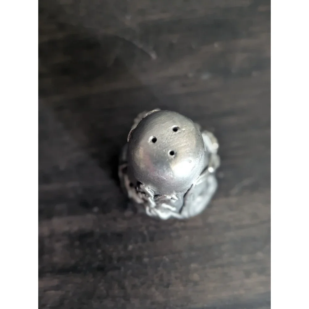 Floral Pewter Salt Shaker Hand Forged - Renaissance Home decor ONLY SALT